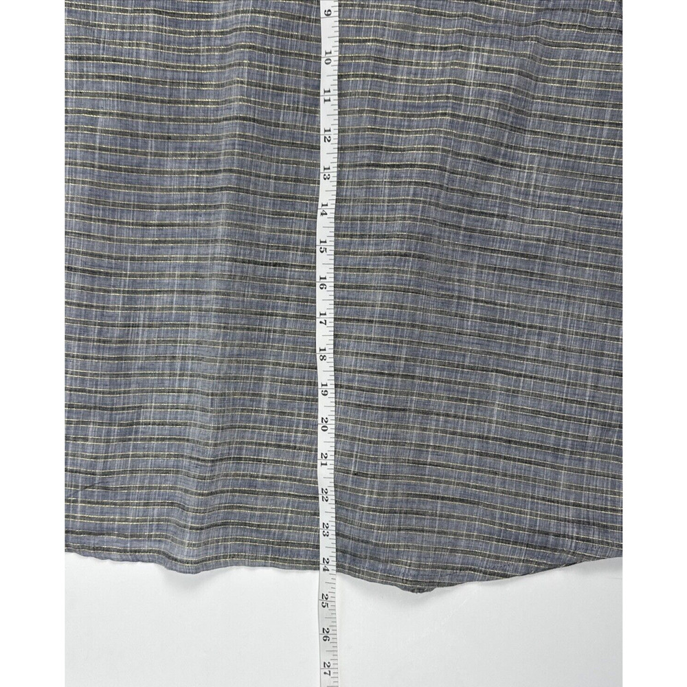 FRNCH Paris Blouse Jada Stripe Ruffled Metallic Medium Cottagecore Peasant Blue - Picture 13 of 15